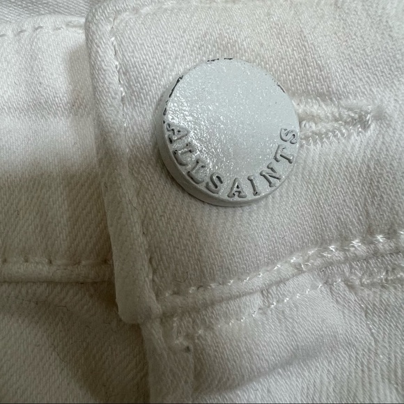All Saints- Mast Fray Off White Skinny Jeans Size 26 - Picture 5 of 8